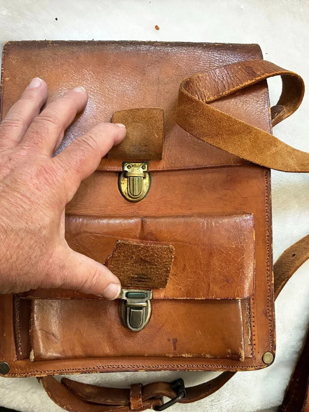 Vintage Danish Scandinavian Leather Cross Body Bag